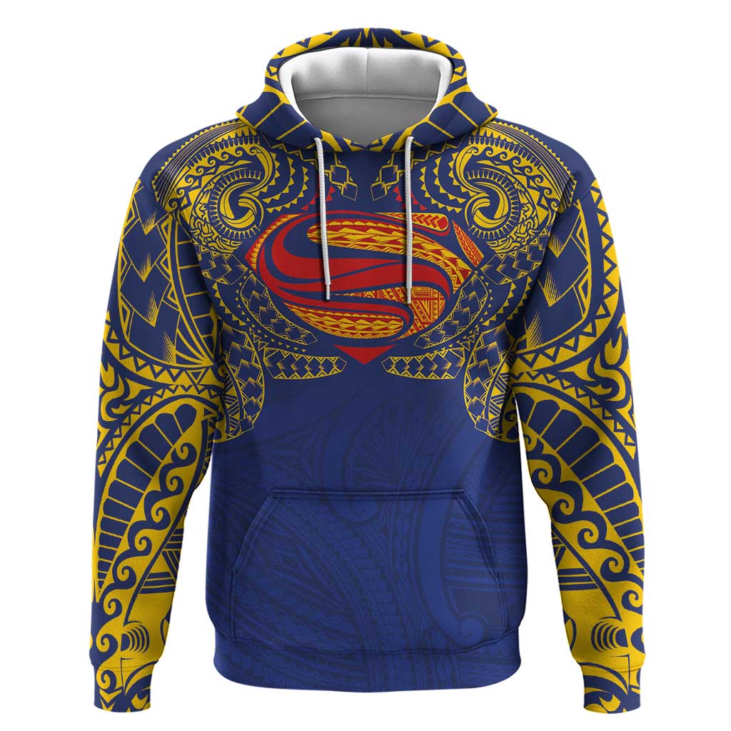 Super Samoan Traditional Tribal Art Tattoos Hoodie Blue Color - Polynesian Pride
