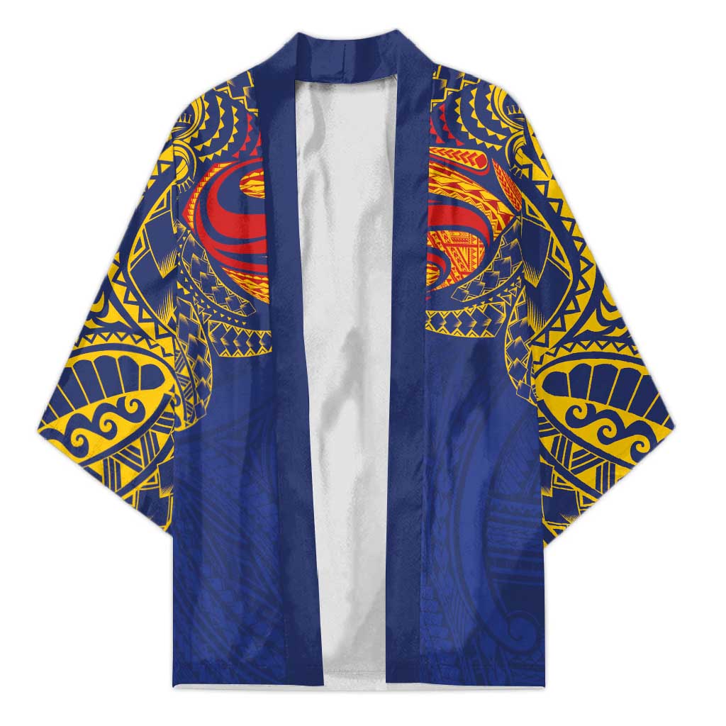 Super Samoan Traditional Tribal Art Tattoos Kimono Blue Color - Polynesian Pride