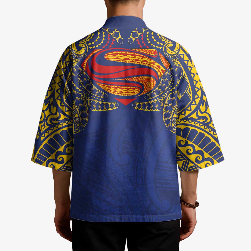 Super Samoan Traditional Tribal Art Tattoos Kimono Blue Color - Polynesian Pride