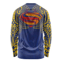 Super Samoan Traditional Tribal Art Tattoos Long Sleeve Shirt Blue Color - Polynesian Pride