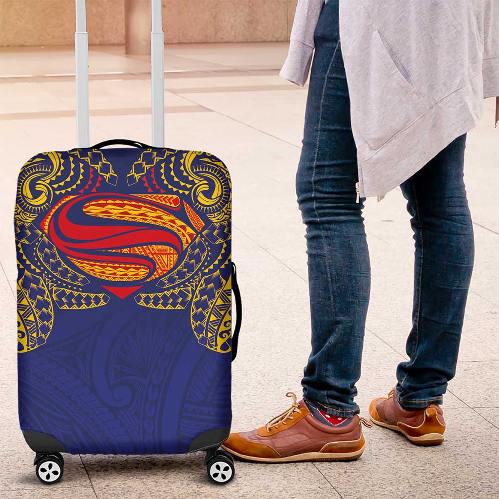 Super Samoan Traditional Tribal Art Tattoos Luggage Cover Blue Color - Polynesian Pride