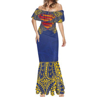 Super Samoan Traditional Tribal Art Tattoos Mermaid Dress Blue Color - Polynesian Pride