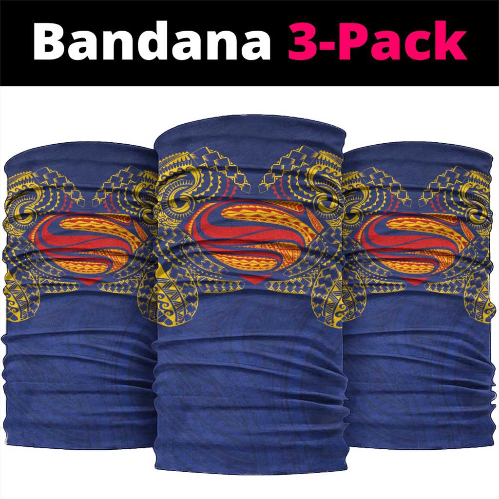 Super Samoan Traditional Tribal Art Tattoos Neck Gaiter Blue Color - Polynesian Pride