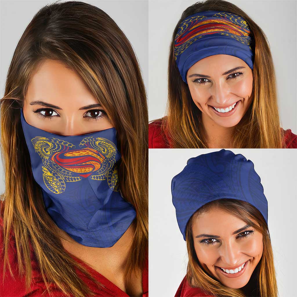 Super Samoan Traditional Tribal Art Tattoos Neck Gaiter Blue Color - Polynesian Pride