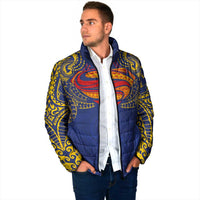 Super Samoan Traditional Tribal Art Tattoos Padded Jacket Blue Color - Polynesian Pride