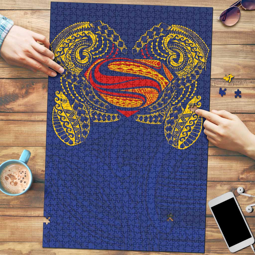 Super Samoan Traditional Tribal Art Tattoos Puzzle Blue Color - Polynesian Pride