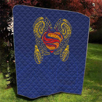 Super Samoan Traditional Tribal Art Tattoos Quilt Blue Color - Polynesian Pride