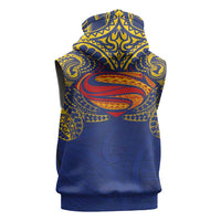 Super Samoan Traditional Tribal Art Tattoos Sleeveless Hoodie Blue Color - Polynesian Pride