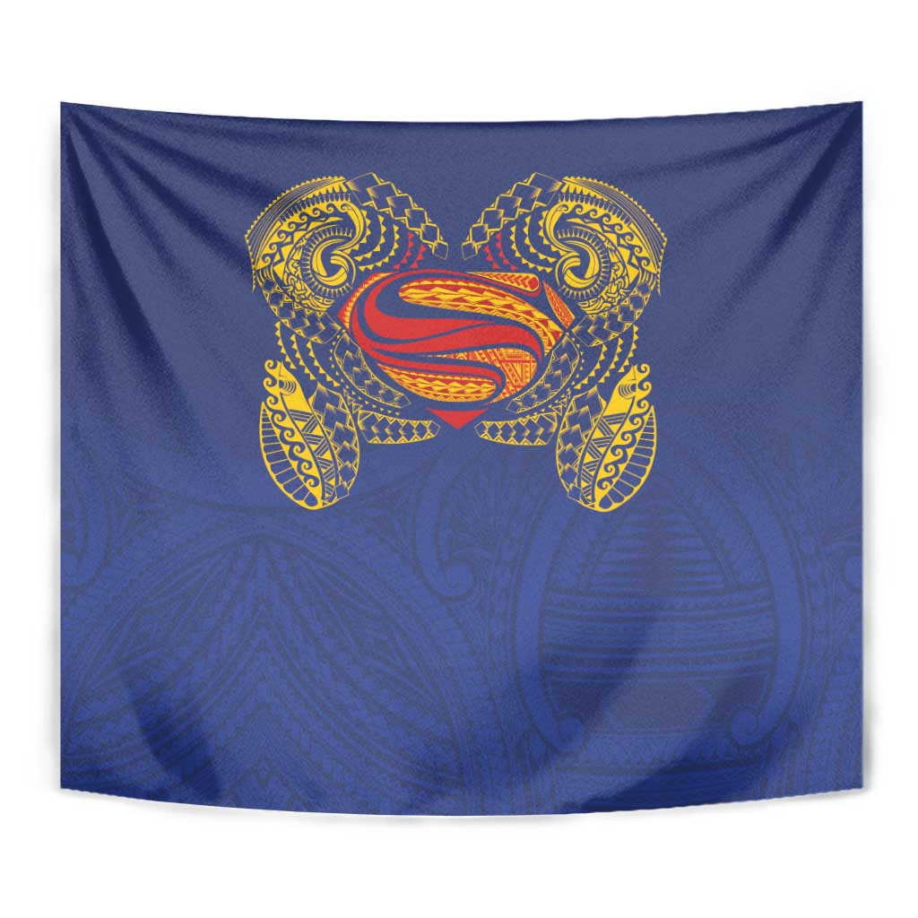 Super Samoan Traditional Tribal Art Tattoos Tapestry Blue Color - Polynesian Pride