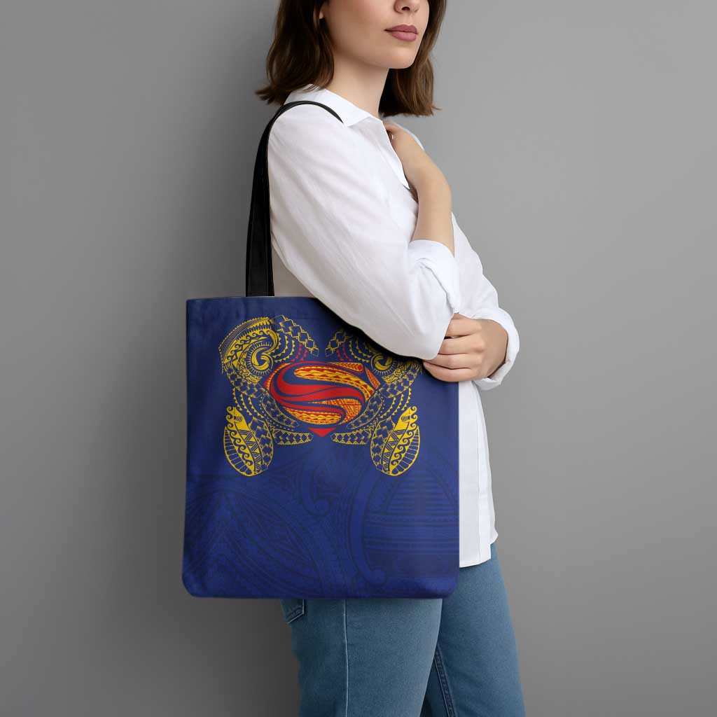 Super Samoan Traditional Tribal Art Tattoos Tote Bag Blue Color - Polynesian Pride