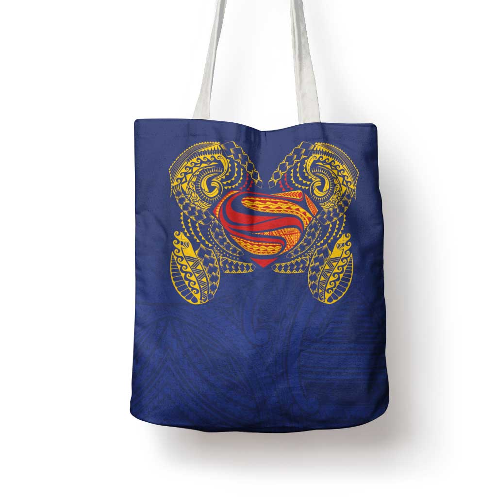 Super Samoan Traditional Tribal Art Tattoos Tote Bag Blue Color - Polynesian Pride