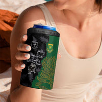 Custom Aotearoa South Africa Rugby Freedom Cup 4 in 1 Can Cooler Tumbler Kiwi Warriors Haka with King Protea Symbol - Polynesian Pride