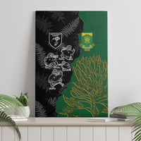 Aotearoa South Africa Rugby Freedom Cup Canvas Wall Art Kiwi Warriors Haka with King Protea Symbol - Polynesian Pride