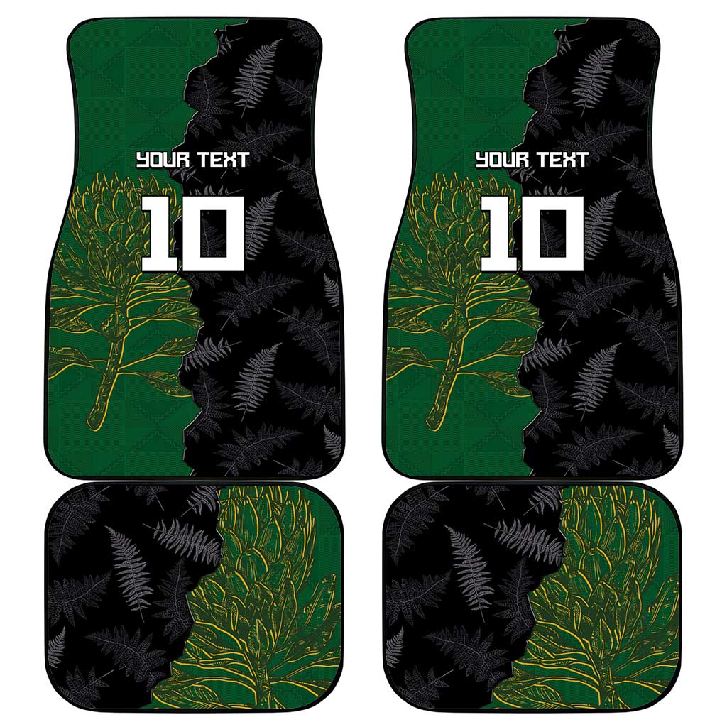 Aotearoa South Africa Rugby Freedom Cup Car Mats Kiwi Warriors Haka with King Protea Symbol LT03 - Polynesian Pride