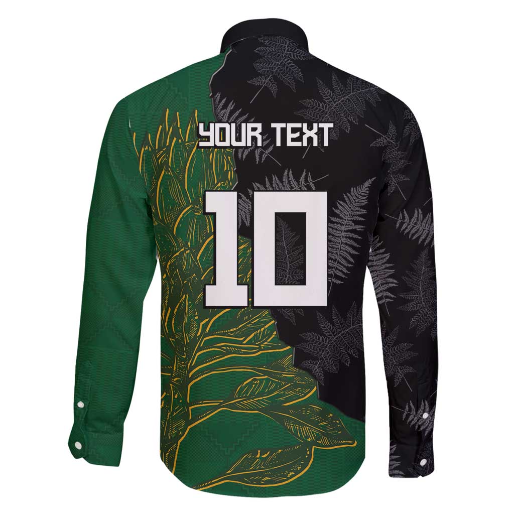 Custom Aotearoa South Africa Rugby Freedom Cup Family Matching Long Sleeve Bodycon Dress and Hawaiian Shirt Kiwi Warriors Haka with King Protea Symbol LT03 - Polynesian Pride