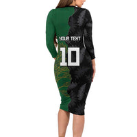 Custom Aotearoa South Africa Rugby Freedom Cup Family Matching Long Sleeve Bodycon Dress and Hawaiian Shirt Kiwi Warriors Haka with King Protea Symbol LT03 - Polynesian Pride