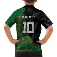 Custom Aotearoa South Africa Rugby Freedom Cup Family Matching Off The Shoulder Long Sleeve Dress and Hawaiian Shirt Kiwi Warriors Haka with King Protea Symbol - Polynesian Pride