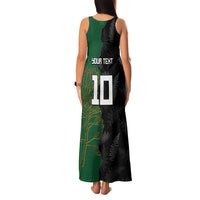 Custom Aotearoa South Africa Rugby Freedom Cup Family Matching Tank Maxi Dress and Hawaiian Shirt Kiwi Warriors Haka with King Protea Symbol LT03 - Polynesian Pride
