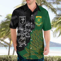 Custom Aotearoa South Africa Rugby Freedom Cup Hawaiian Shirt Kiwi Warriors Haka with King Protea Symbol - Polynesian Pride