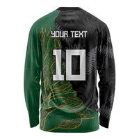 Custom Aotearoa South Africa Rugby Freedom Cup Long Sleeve Shirt Kiwi Warriors Haka with King Protea Symbol - Polynesian Pride