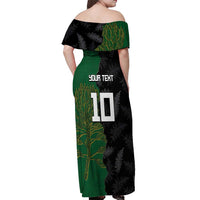 Custom Aotearoa South Africa Rugby Freedom Cup Off Shoulder Maxi Dress Kiwi Warriors Haka with King Protea Symbol - Polynesian Pride