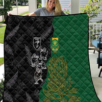 Aotearoa South Africa Rugby Freedom Cup Quilt Kiwi Warriors Haka with King Protea Symbol LT03 Green - Polynesian Pride