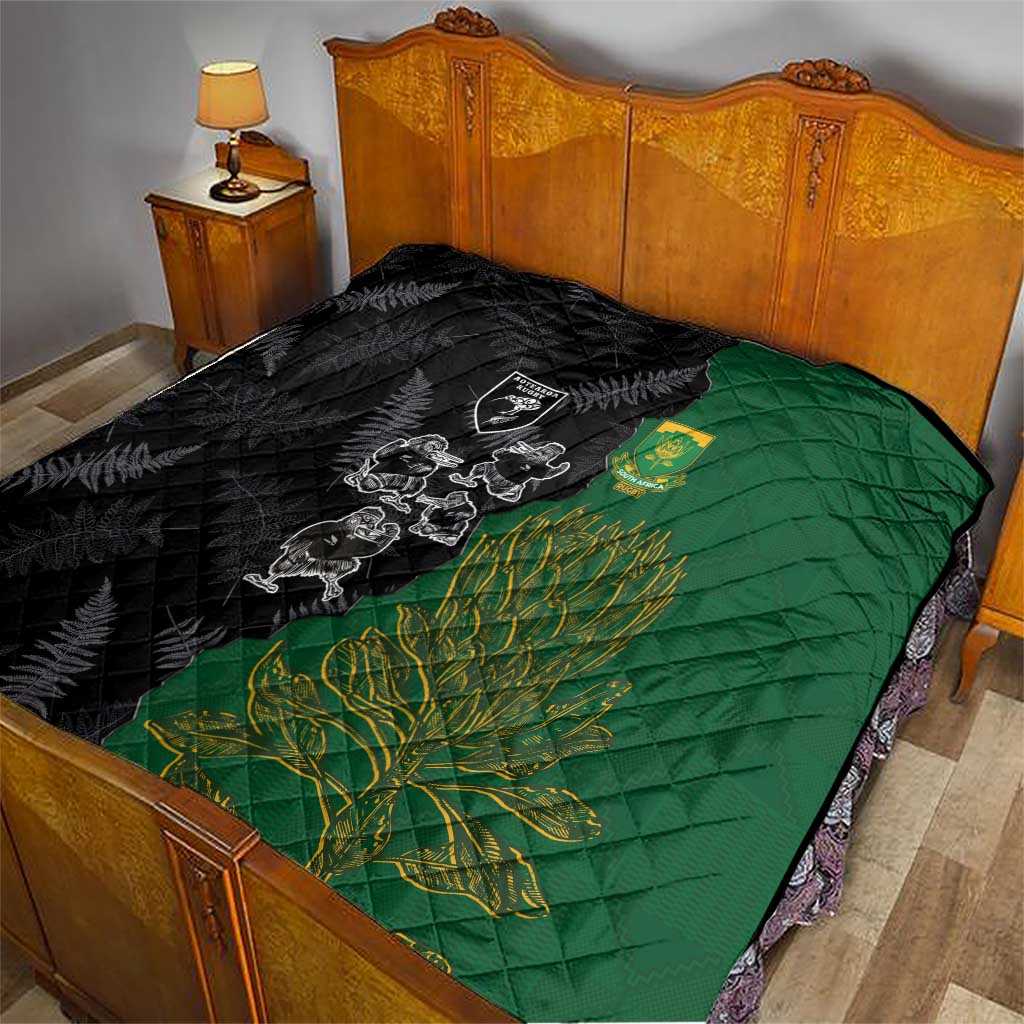Aotearoa South Africa Rugby Freedom Cup Quilt Kiwi Warriors Haka with King Protea Symbol LT03 - Polynesian Pride