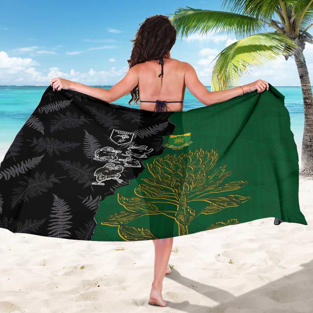Aotearoa South Africa Rugby Freedom Cup Sarong Kiwi Warriors Haka with King Protea Symbol LT03 - Polynesian Pride