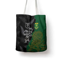 Aotearoa South Africa Rugby Freedom Cup Tote Bag Kiwi Warriors Haka with King Protea Symbol - Polynesian Pride