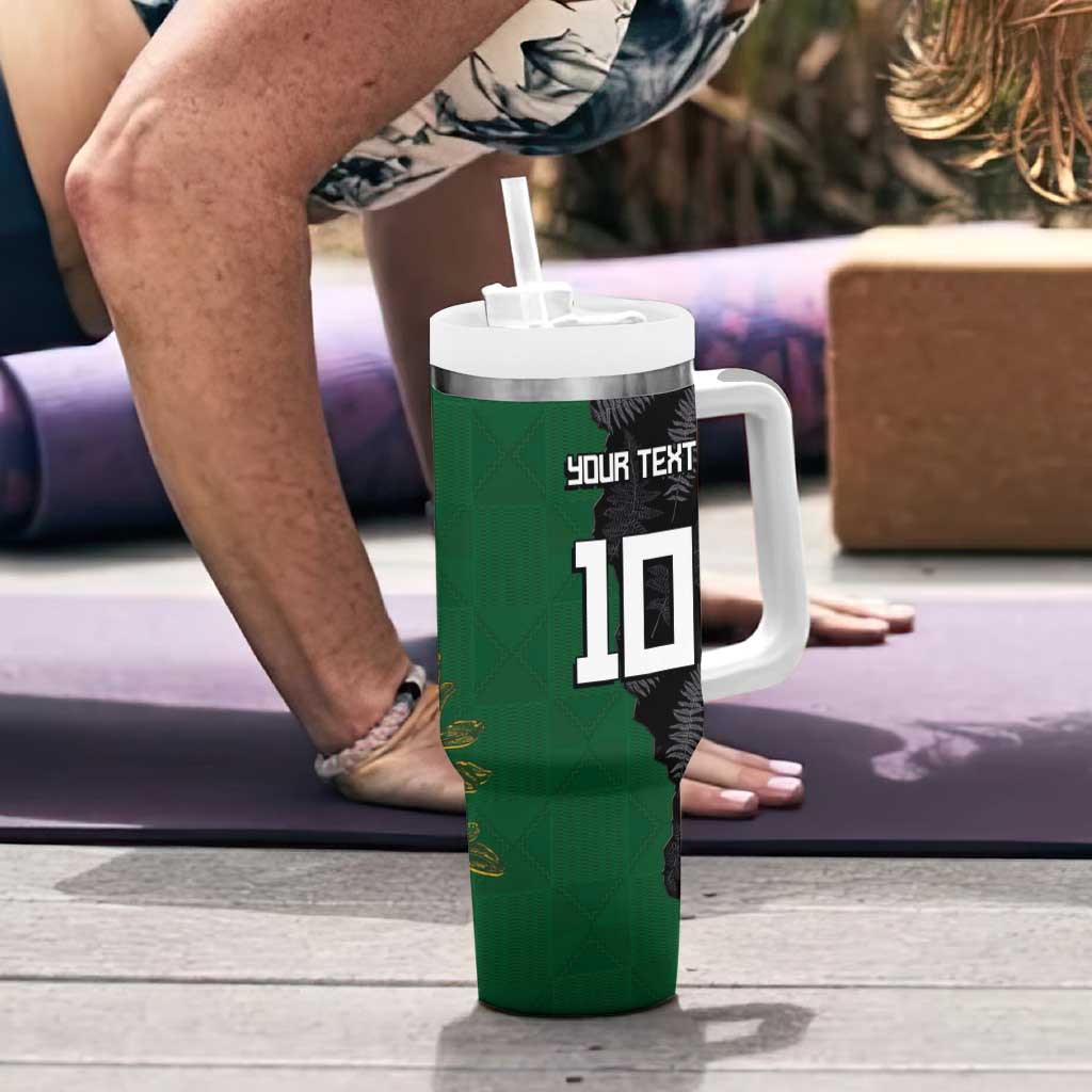 Custom Aotearoa South Africa Rugby Freedom Cup Tumbler With Handle Kiwi Warriors Haka with King Protea Symbol LT03 - Polynesian Pride