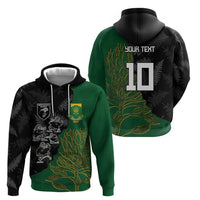 Custom Aotearoa South Africa Rugby Freedom Cup Zip Hoodie Kiwi Warriors Haka with King Protea Symbol LT03 - Polynesian Pride