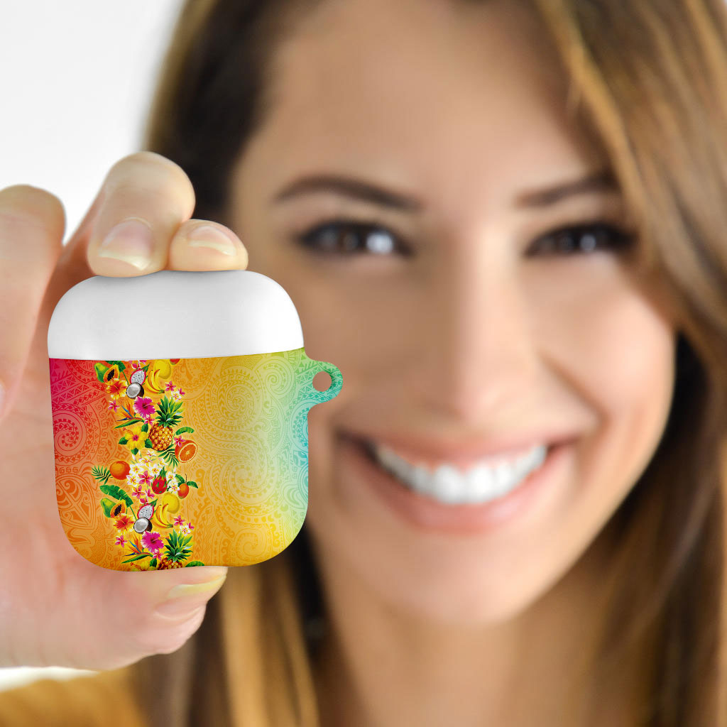 Hawaiian Tropical Fruits and Plants AirPods Case Kakau Pattern Summer Vibe
