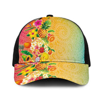 Hawaiian Tropical Fruits and Plants Baseball Net Cap Kakau Pattern Summer Vibe