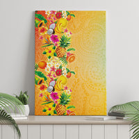 Hawaiian Tropical Fruits and Plants Canvas Wall Art Kakau Pattern Summer Vibe