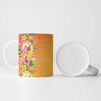 Hawaiian Tropical Fruits and Plants Ceramic Mug Kakau Pattern Summer Vibe
