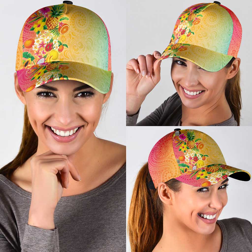 Hawaiian Tropical Fruits and Plants Classic Cap Kakau Pattern Summer Vibe