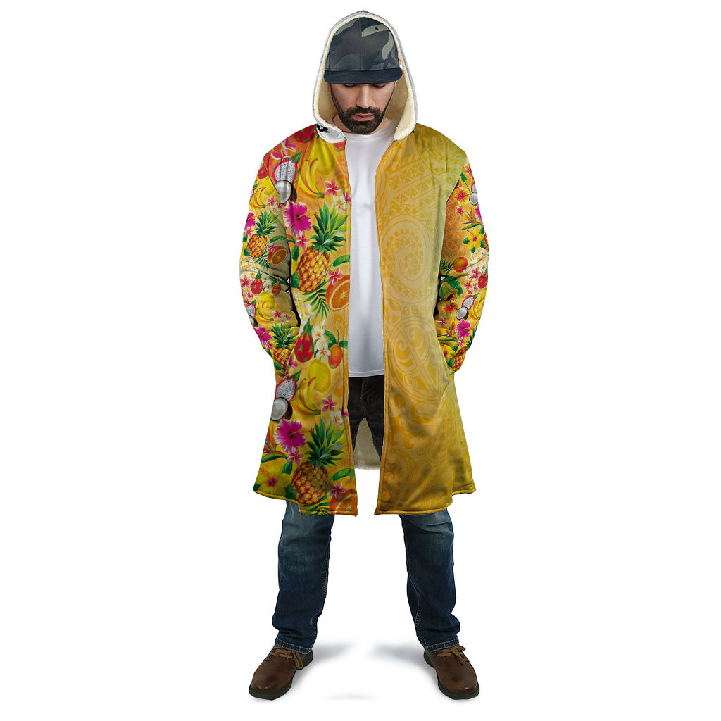 Hawaiian Tropical Fruits and Plants Cloak Kakau Pattern Summer Vibe