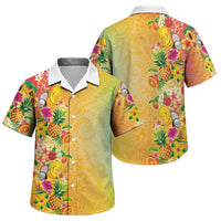 Hawaiian Tropical Fruits and Plants Family Matching Short Sleeve Bodycon Dress and Hawaiian Shirt Kakau Pattern Summer Vibe