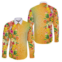Hawaiian Tropical Fruits and Plants Family Matching Summer Maxi Dress and Hawaiian Shirt Kakau Pattern Summer Vibe