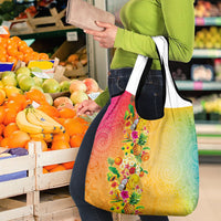 Hawaiian Tropical Fruits and Plants Grocery Bag Kakau Pattern Summer Vibe