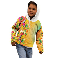 Hawaiian Tropical Fruits and Plants Kid Hoodie Kakau Pattern Summer Vibe