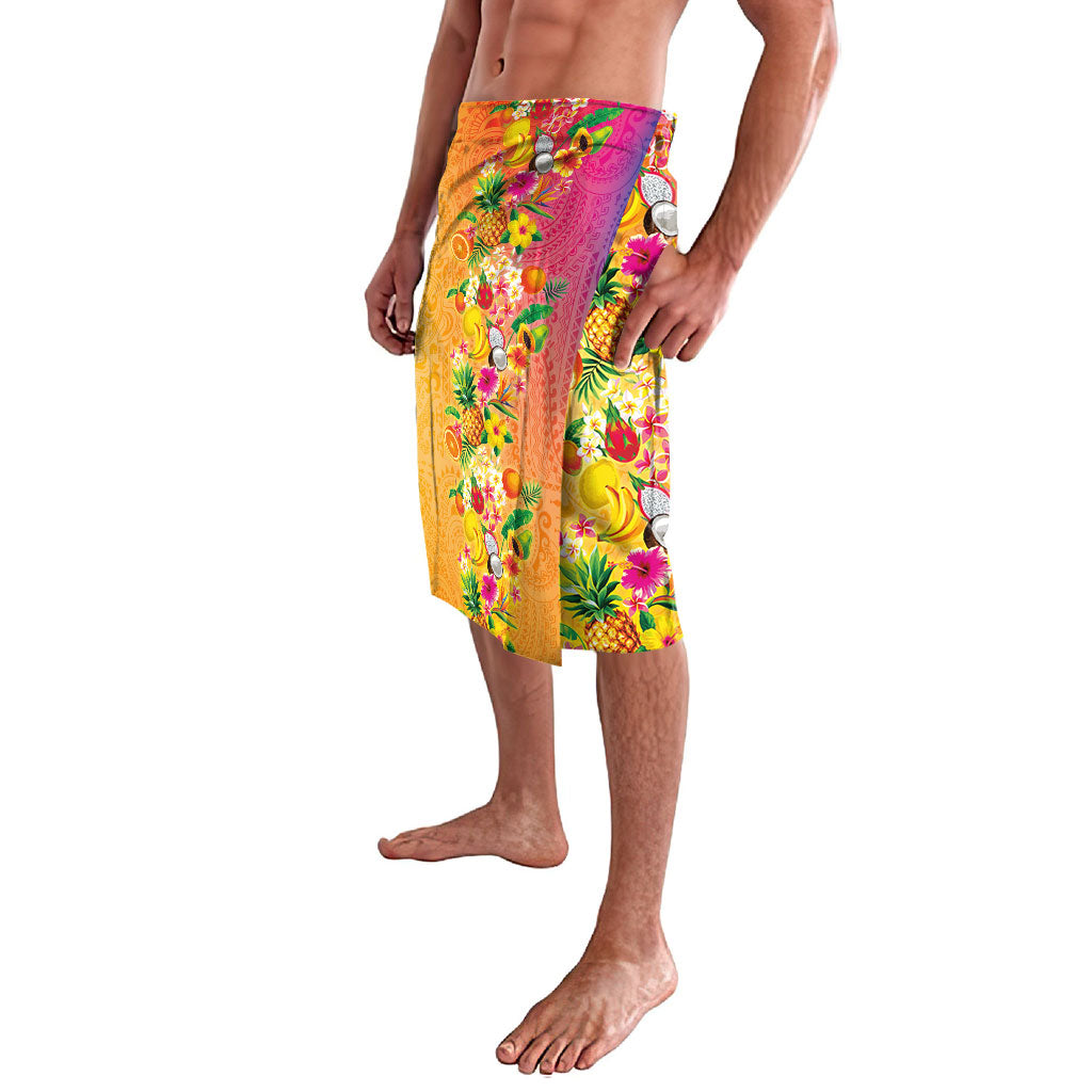 Hawaiian Tropical Fruits and Plants Lavalava Kakau Pattern Summer Vibe