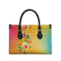 Hawaiian Tropical Fruits and Plants Leather Bag Kakau Pattern Summer Vibe