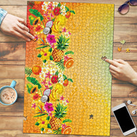 Hawaiian Tropical Fruits and Plants Puzzle Kakau Pattern Summer Vibe