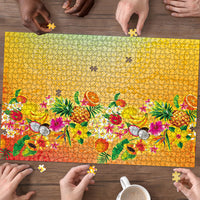 Hawaiian Tropical Fruits and Plants Puzzle Kakau Pattern Summer Vibe