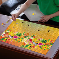 Hawaiian Tropical Fruits and Plants Puzzle Kakau Pattern Summer Vibe