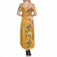 Hawaiian Tropical Fruits and Plants Summer Maxi Dress Kakau Pattern Summer Vibe