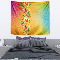 Hawaiian Tropical Fruits and Plants Tapestry Kakau Pattern Summer Vibe