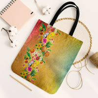 Hawaiian Tropical Fruits and Plants Tote Bag Kakau Pattern Summer Vibe
