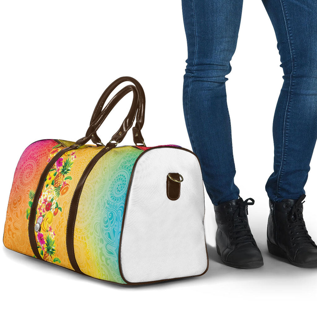 Hawaiian Tropical Fruits and Plants Travel Bag Kakau Pattern Summer Vibe
